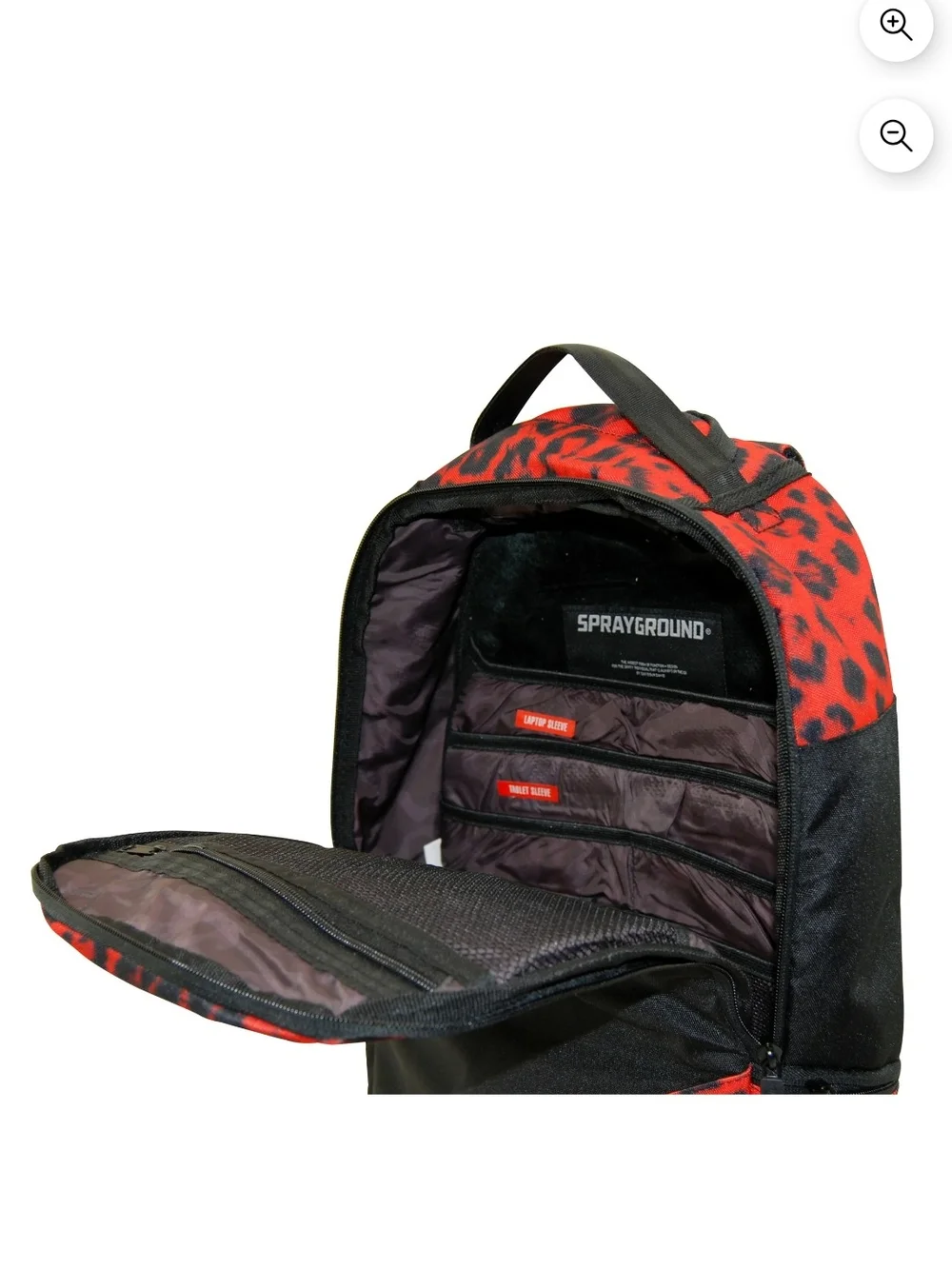 HELLO Red Leopard Print & Black Backpack by [Sprayground]
